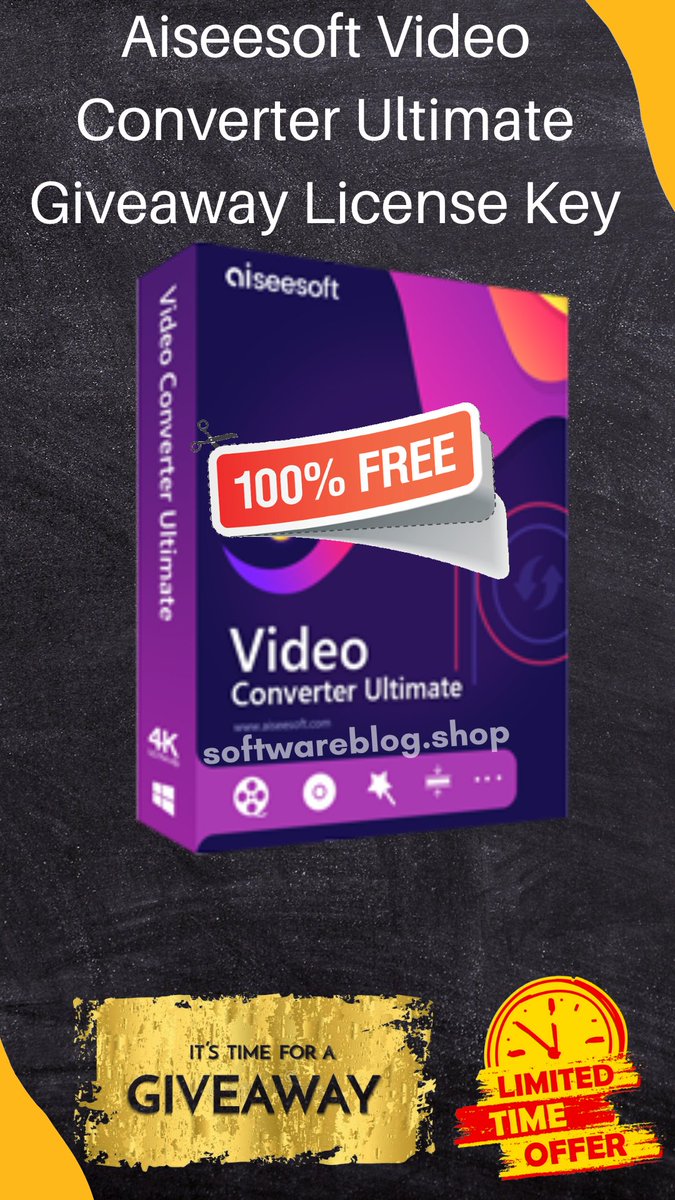 SoftwareBlogg's tweet image. 100% FREE - Aiseesoft Video Converter Ultimate Registration Code Giveaway - softwareblog.shop/aiseesoft-vide… - #aiseesoft #aiseesoftvideoconverterultimate #aiseesoftfreeregistrationcode #aiseesoftgiveaway #softwareblogshop #aiseesoftcoupons #aiseesoftdiscounts #videoconverter #video #key