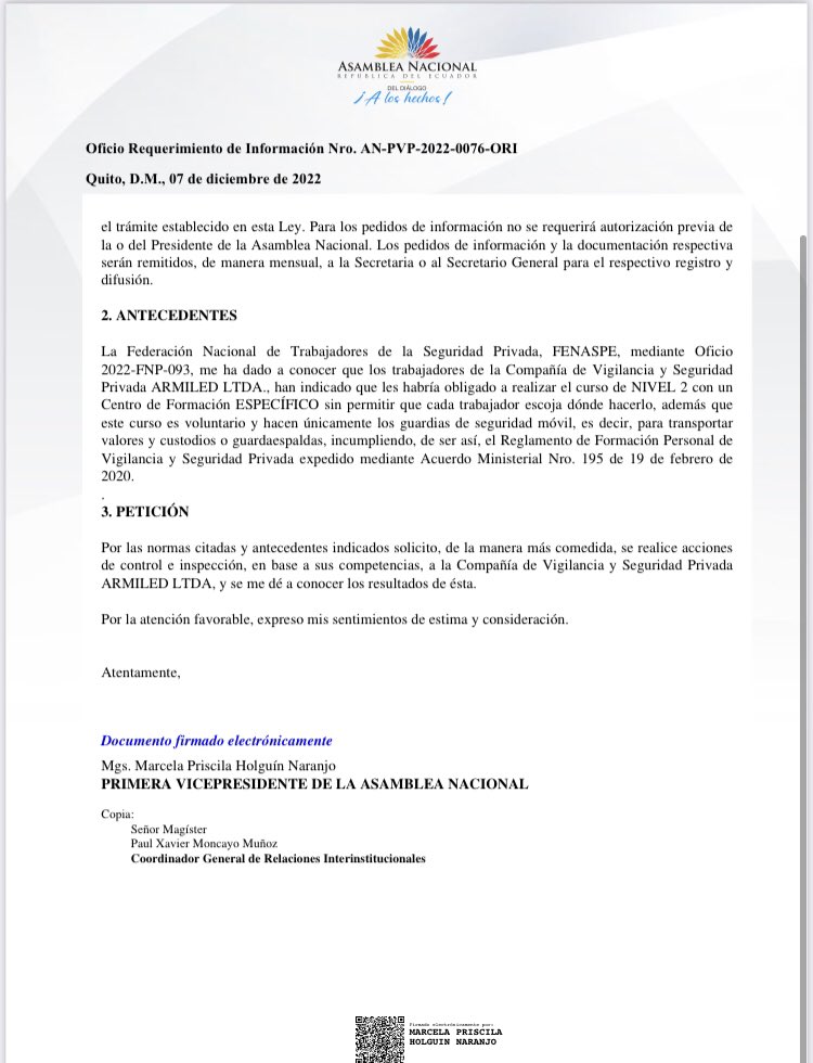 FENASPE1's tweet photo. 🔴🔴🔴
La @AsambleaEcuador y los #Trabajadores exigimos respuestas Ministro @CapiZapataEC
Su inacción y el NULO #Control y #Regulacion a los servicios d #SegPrivada están lastimando #Derechos y causando un daño GRAVE a la #SegCiudadana
La #Cia @armiled hace lo q le da la gana https://t.co/mIYAqVFbvP