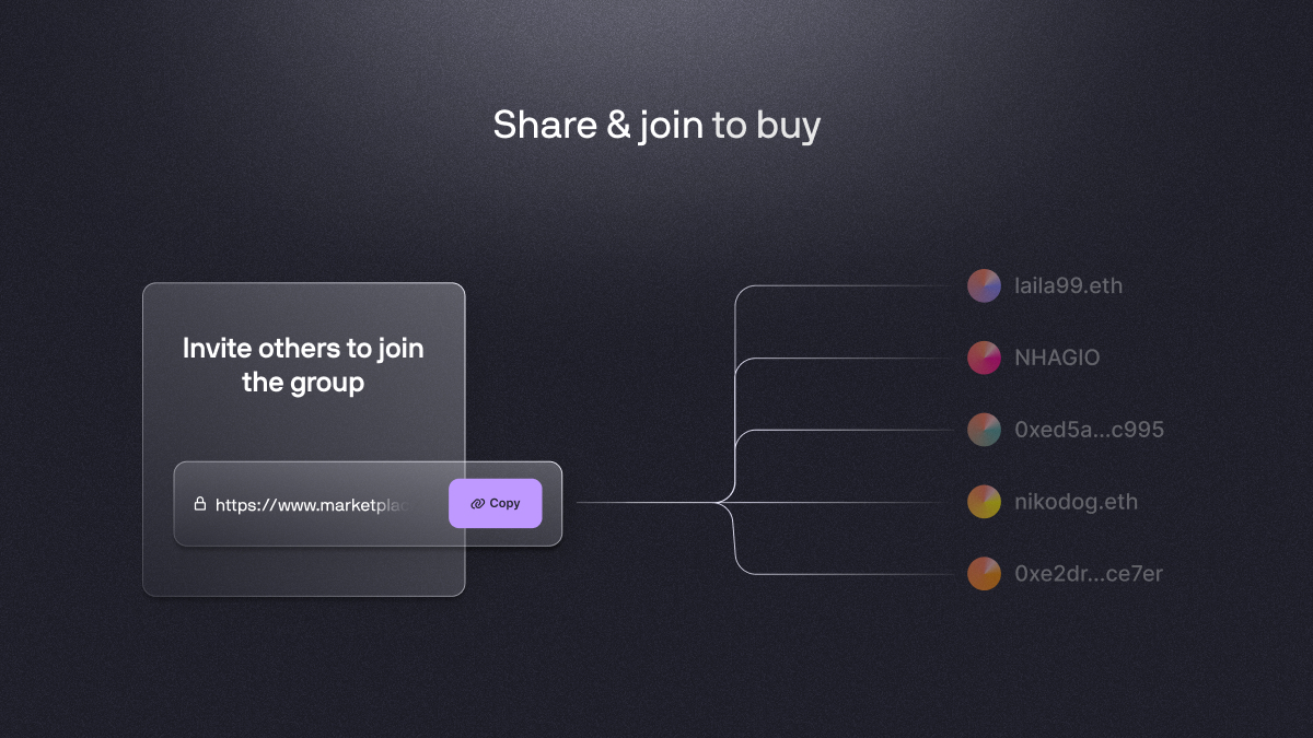With Antic Groups anyone can purchase digital assets together and use them as a group. Users simply select an asset they want to purchase and create a group using the Antic "Buy together" checkout button. They can then invite others to join the group by sharing a unique link.