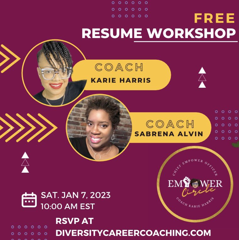 RSVP diversitycareercoaching.com
#resume #JobSeekers #CoachKarie