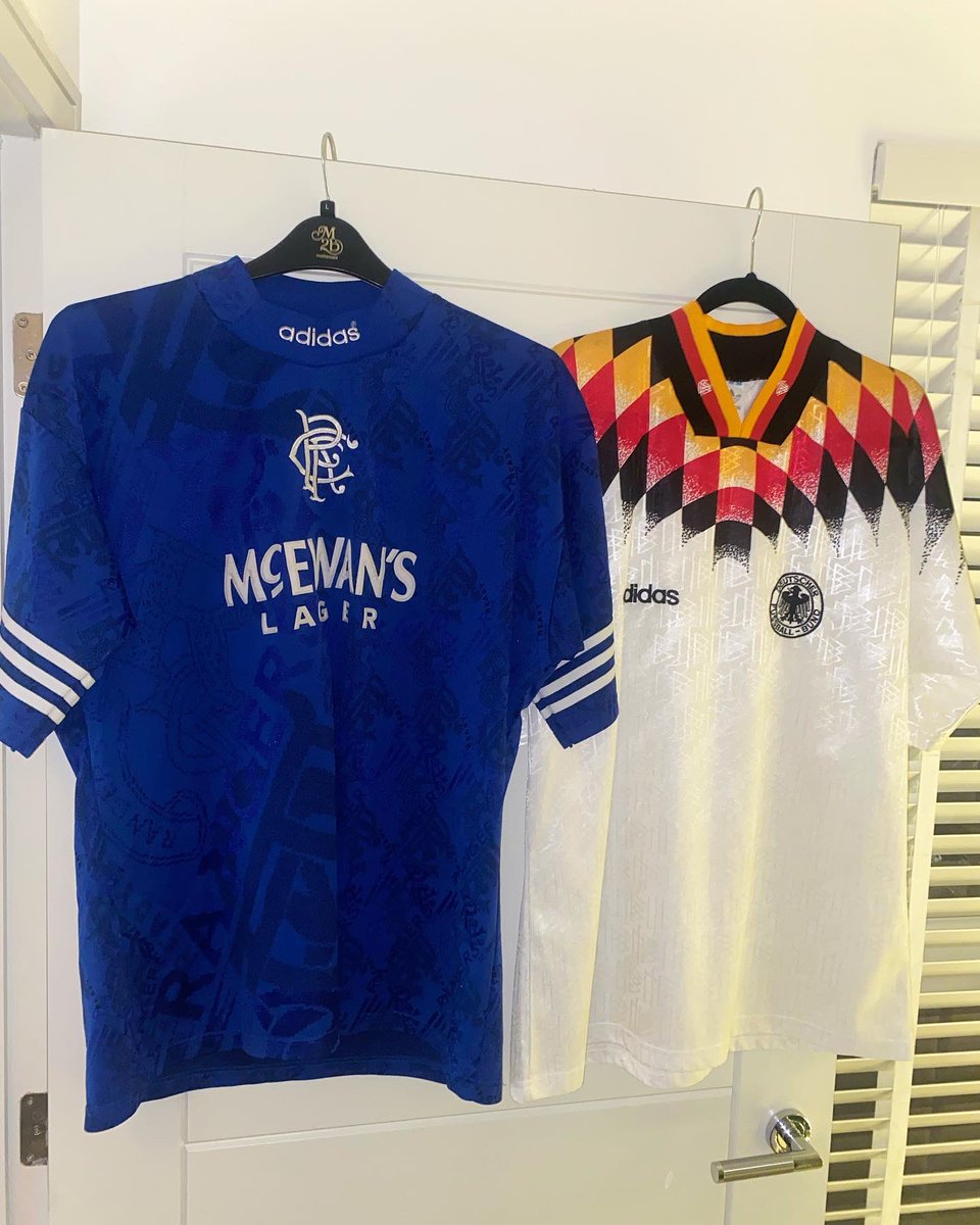 💥🚨Rangers / Germany🚨💥 

£5 an entry - DM me for payment details.

Winner gets BOTH shirts! 

50 spots available! 

Back with a bang in 2023, up for grabs tonight are these are two belters

Rangers 94/96 Home - Large 
Germany 94/96 Home - Large

Let’s go. RT’s appreciated 🫡
