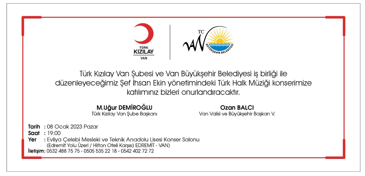 kizilayvan's tweet photo. Konserimiz var 🎉📢🔉📯🎵🎶🎼🎙️🎤🎷🎸🎻🎺🎹🥁🎛️🎚️@Kizilay @drkerem @demiroglu65 @tcvanvaliligi @genckizilay65 @yyugenckizilay @genckizilay @vedatertosun @ErolAkyrek14 @TemelRenetpak @fsenaydemirel @KubraOskay65 @VanEmniyet @vanashim @vantsokurumsal https://t.co/Dxgvv01LA2