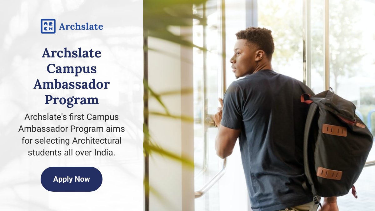 archslate's tweet photo. Campus Ambassadors are the students who will work closely with the ARCHSLATE 'S Managers and help us reach the campus students. 

#architecture #architecturalstudents #B.arch #M.arch#nasa #CampusAmbassdorPrograme https://t.co/eqJ83K9ssm