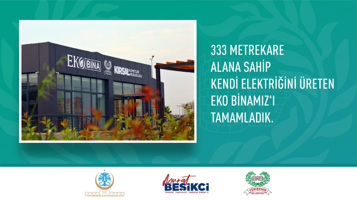 2️⃣0️⃣2️⃣2️⃣'de

3️⃣3️⃣3️⃣ Metrekarelik Alanda,

⚡Kendi Elektriğini Üreten ve İçerisinde;

👨‍🎨 Sergi Alanı,
📘 Seminer Salonu ve
♻️ Geri Dönüşüm Atölyesi Bulunan Eko Binamız'ı Tamamladık. 

📍Nev Bahçe (Üçkuyu Mahallesi)