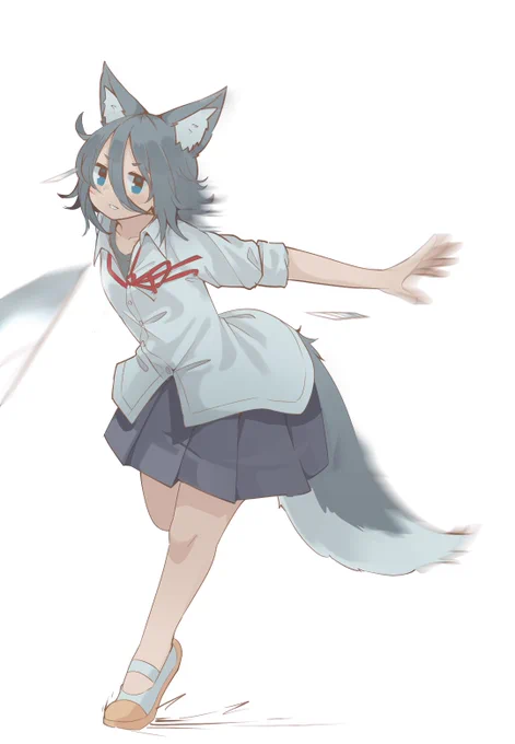 飛ばされたカッターの替刃を避けるウルちゃん#毎日お絵かき練習共有 