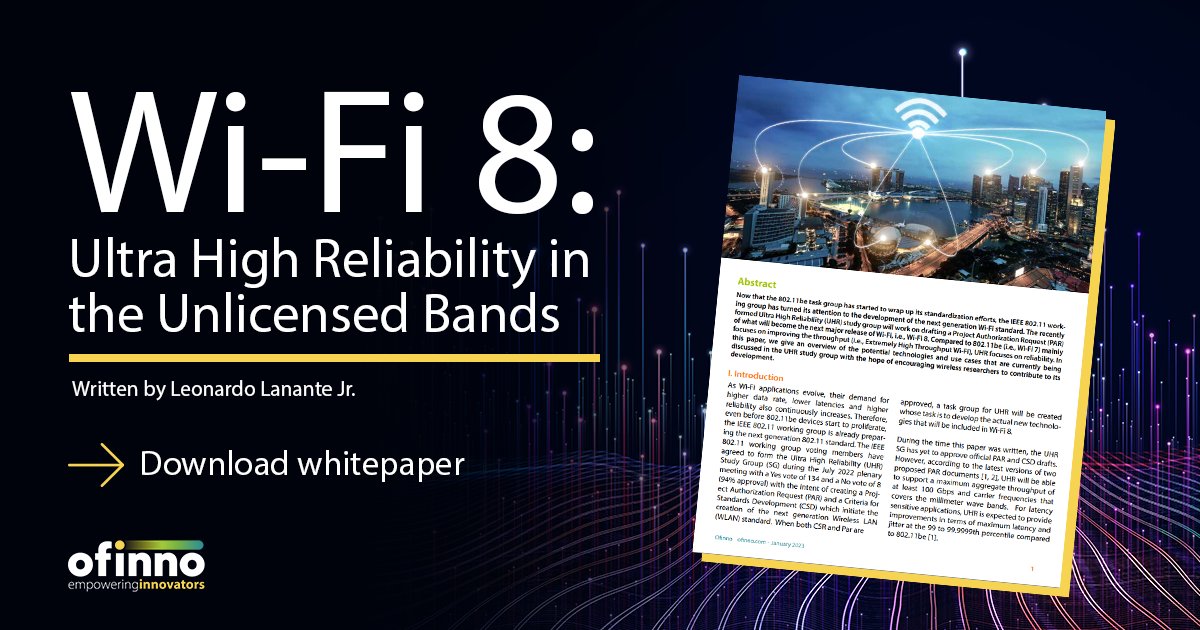 Ofinno_LLC's tweet photo. Download our latest #whitepaper for an analysis of the potential technologies and use cases that are currently being discussed in the UHR study group with the hope of encouraging wireless researchers to contribute to its development. https://t.co/Y9ylcgnm73 https://t.co/0ypM4nmcvq