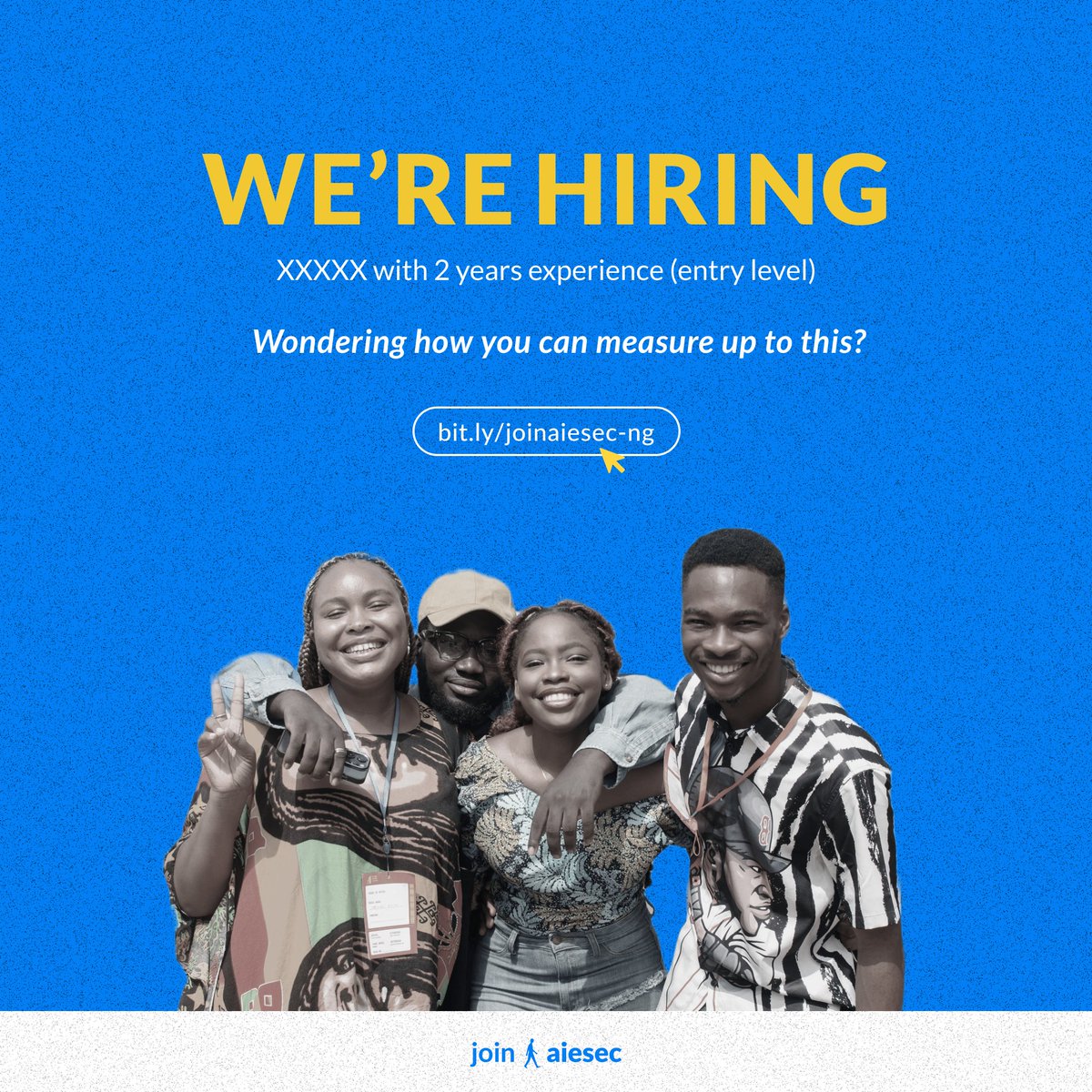 AIESECinNigeria's tweet photo. Fun fact: Your AIESEC experience can be reflected on your resume, giving you the years of experience the recruiter expects you to have, even for entry level roles.
Put yourself ahead of your peers in the job market.
Join aiesec
https://t.co/e4LZMaylaJ
#joinaiesec https://t.co/hk4pWZjplz