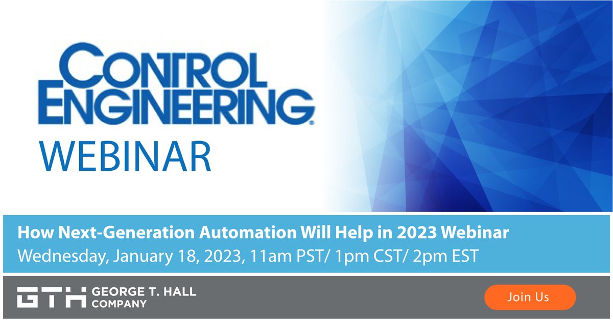 GeorgeTHall's tweet photo. GTH VP of System Integration, Mike Howard, joins with other automation experts for (@controlengtips) Control Engineering’s Webcast Automation Series: How next-generation automation will help in 2023. Reserve your spot for this discussion! https://t.co/QK7GkRboI1 https://t.co/fXIZTDLYii
