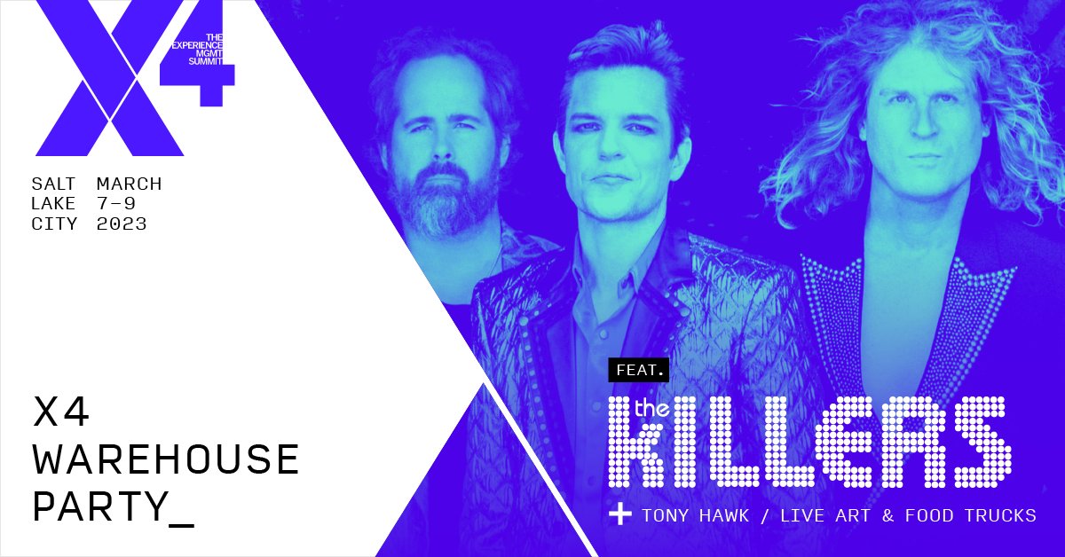MDaybell's tweet photo. Most conferences have entertainment, but at X4, Qualtrics puts on a warehouse party. This year, the warehouse party includes Tony Hawk on the half pipe, food trucks, live art, and the Killers headlining the event. Join us at X4. https://t.co/IW9nndOpKC https://t.co/rf5qD3coVh