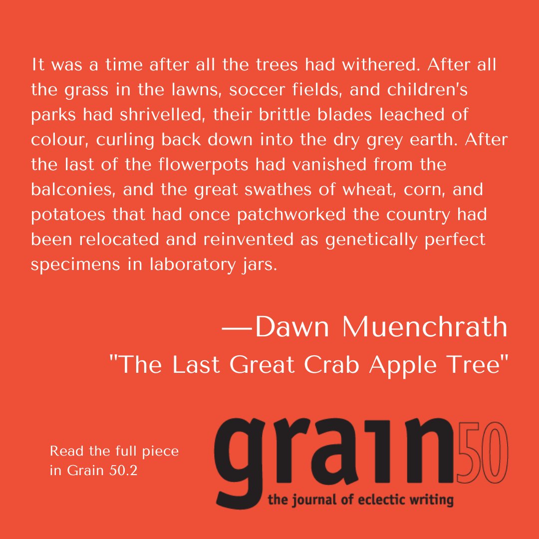 GrainLitMag's tweet photo. Let Dawn Muenchrath's story, "The Last Great Crab Apple Tree," transport you into the weekend. 

Visit our website for more excerpts, artwork, and, should you want to read more of Muenchrath's piece, buy Grain 50.2: https://t.co/XcDesJNYyR https://t.co/qf2j7sYCSr