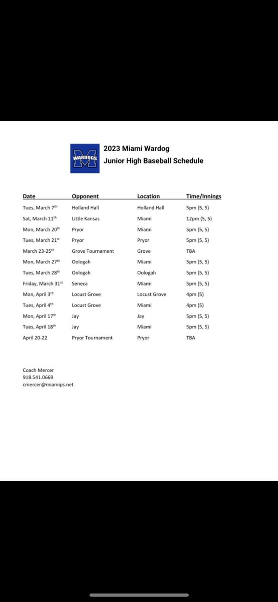 2023 Schedules