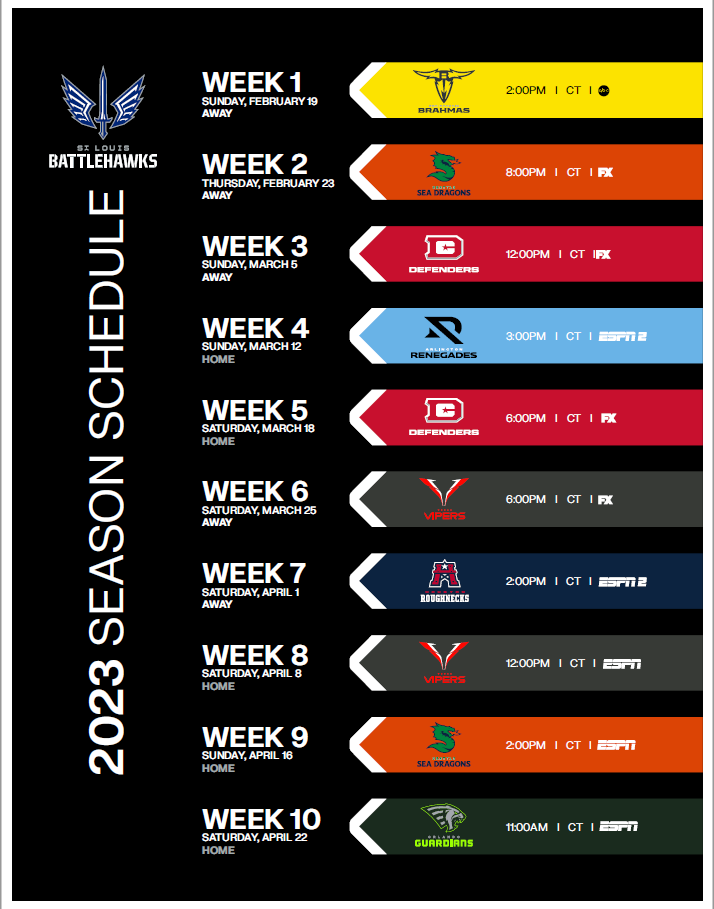 St Louis Battlehawks Schedule 2025 gayel gilligan