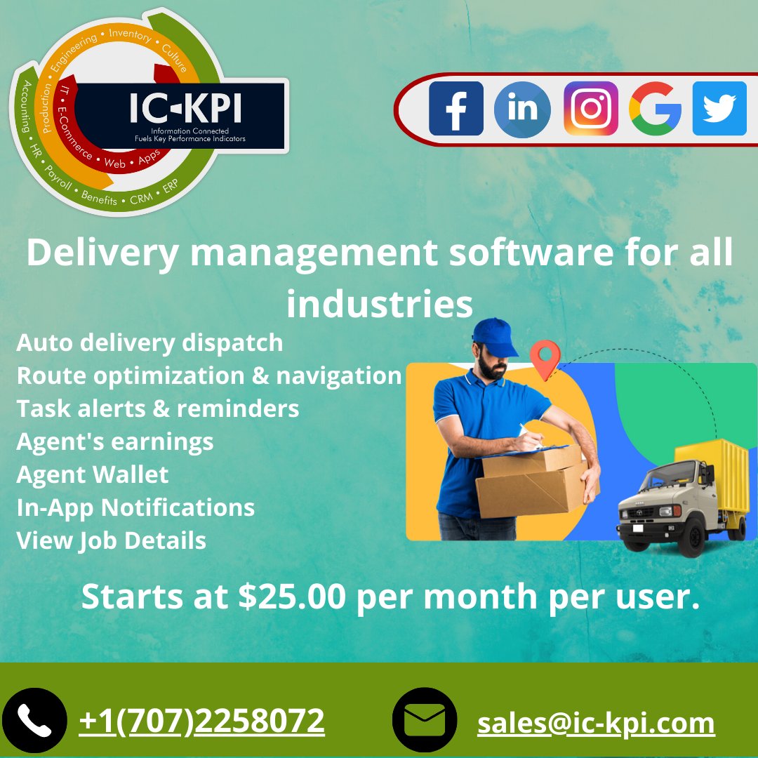 ic_kpi's tweet photo. #RouteManager #routemanager #Delivery #safedelivery #bestdeliverysoftware #ICKPI #shortesttimedelivery #stressfreedelivery #moderndelivery #Business #BestERPSoftware #ERPSoftwareProviders
For More Details:-
.
IC-KPI
.
tel:+1(707)2258072
.
https://t.co/IPqYqVM4Fx https://t.co/OvWoGyJwLM