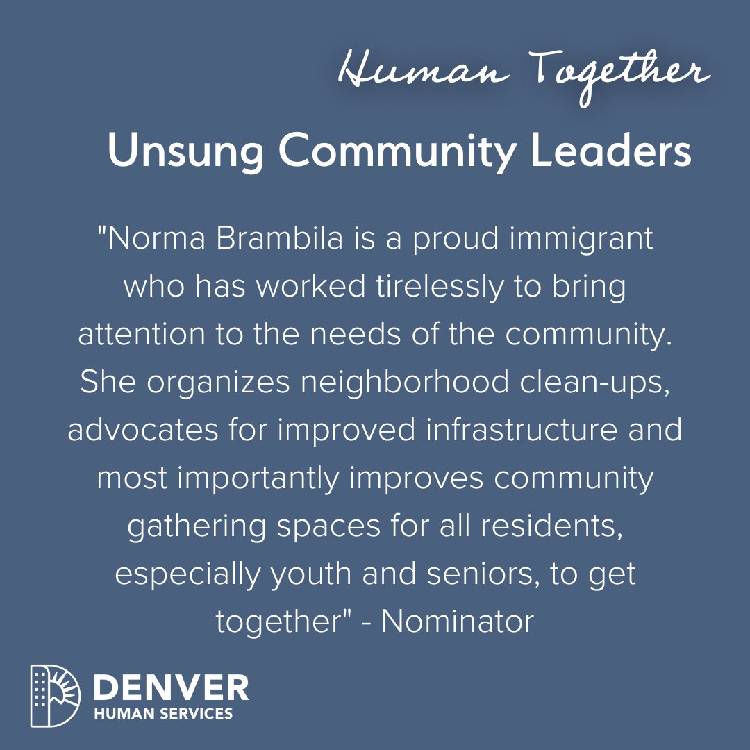 DenverDHS's tweet photo. Meet Norma Brambila!🎉 By bringing #Denver city govt., community organizations and others together, Norma's improved #Westwood neighborhood. She organizes clean-ups and advocates for improved infrastructure and community gathering spaces.

#HumanTogether #UnsungCommunityLeaders https://t.co/7B7Lp2OOPm