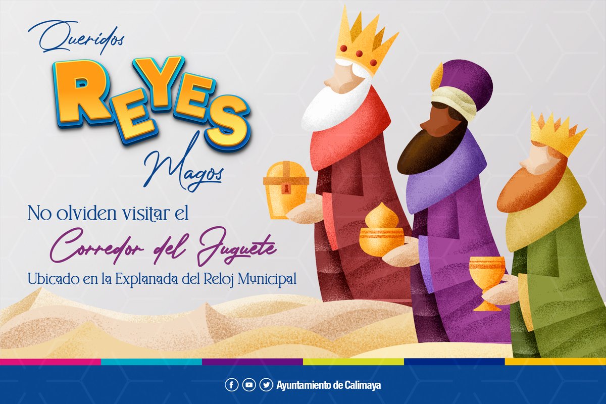 🔵 Queridos #ReyesMagos; no olviden visitar el "Corredor del Juguete" 🎮🎳🎲 que esta ubicado en la Explanada del Reloj Municipal.
Ahí encontrarán una amplia variedad de #Juguetes para niñ<a href="/s/">『S』</a> de todas las edades.
¡Te esperamos! 🌙
#TradiciónYModernidad