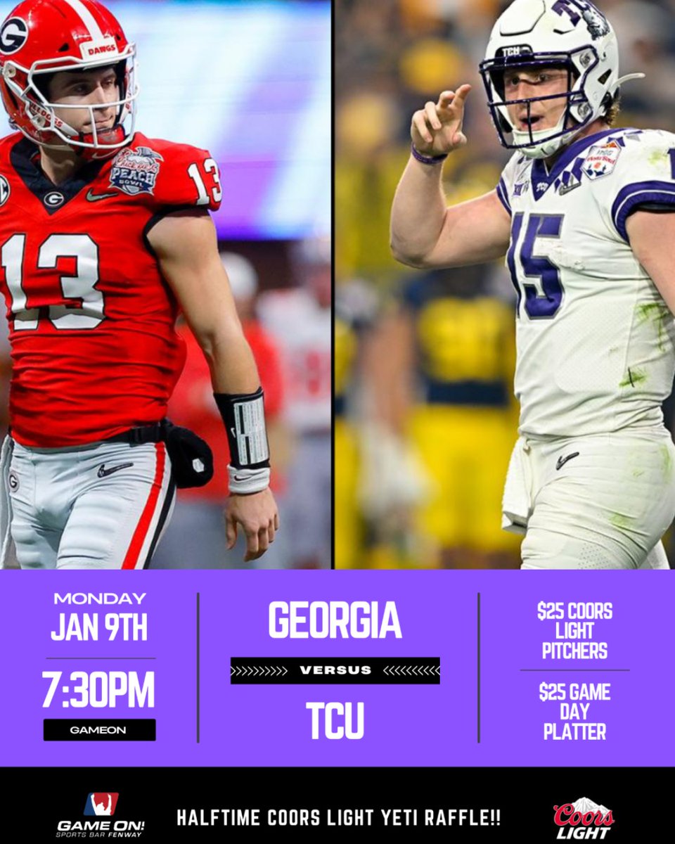 Football fans 🤝 Industry friends

Ice Luge 🧊 Coors Pitchers 🍺 Food Specials 🍗  all of the ingredients for an epic game watch party! 🥳 #PlayHereAllYear

<a href="/TCUFootball/">TCU Football</a> <a href="/Georgiafootball/">Georgia Football</a>