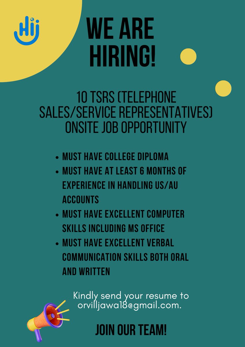 HIJ BPO Services is HIRING now! We would love you to be part of the team.

#businessproblems #businesssolutions #hiring #serviceprovider #remoteproctoring #customersupport #hijbposervices