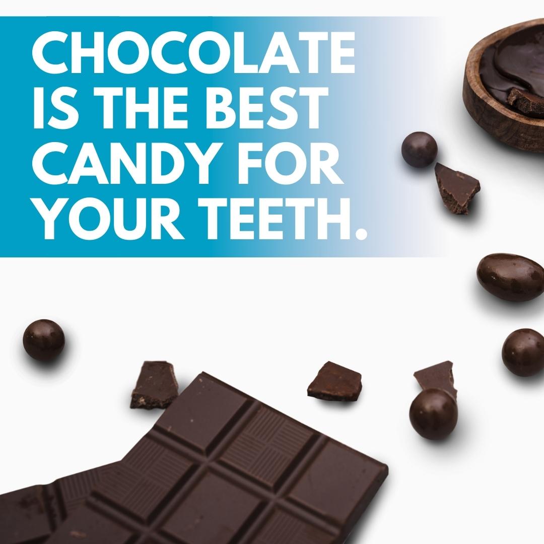 MesaDental's tweet photo. According to the American Dental Association (ADA), chocolate is the candy least likely to cause tooth decay because it washes off of your teeth more easily than other types of candy. ๐ซ#chocolate #BestCandy #HealthyTeeth #MesaDental #SanDiegoDentist https://t.co/QVKraPEYMi