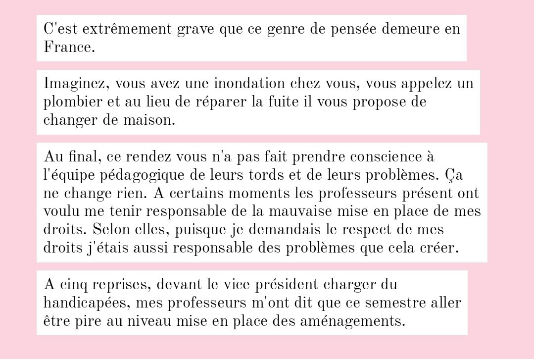 🚨
J'ai besoin que cette situation se stop au plus vite. Je n'en peux plus.

Je sais que des députés me suivent, prenez le temps s'il vous plaît de lire ce que je vie. C'est intolérable.
🚨
#handicap
#université 
#étudiant
#accessibilité 
#NousEtudiantEsHandiEs
#enseignementsup