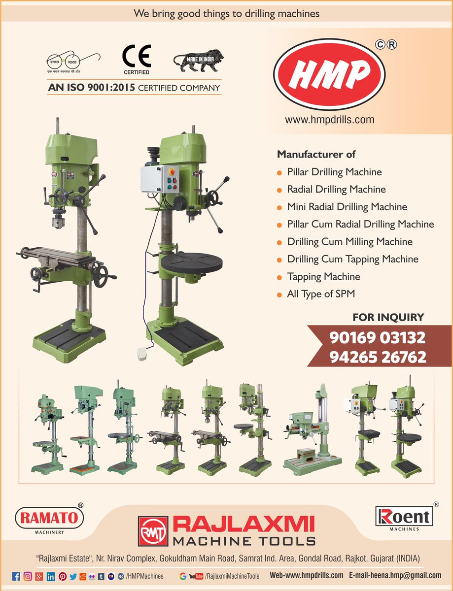 HMPMachines's tweet image. HMP Pillar Drilling Machine
9016903132, 9426526762
hmpdrills.com
#hmp #pillardrillmanufacturer #multihead #multispindle #pillardrillingmachine #benchdrillmachine #benchdrillingmachine #drillmachineindia #drillprice #pricelist2023 #latestmachines #rajkotmachines #ramato