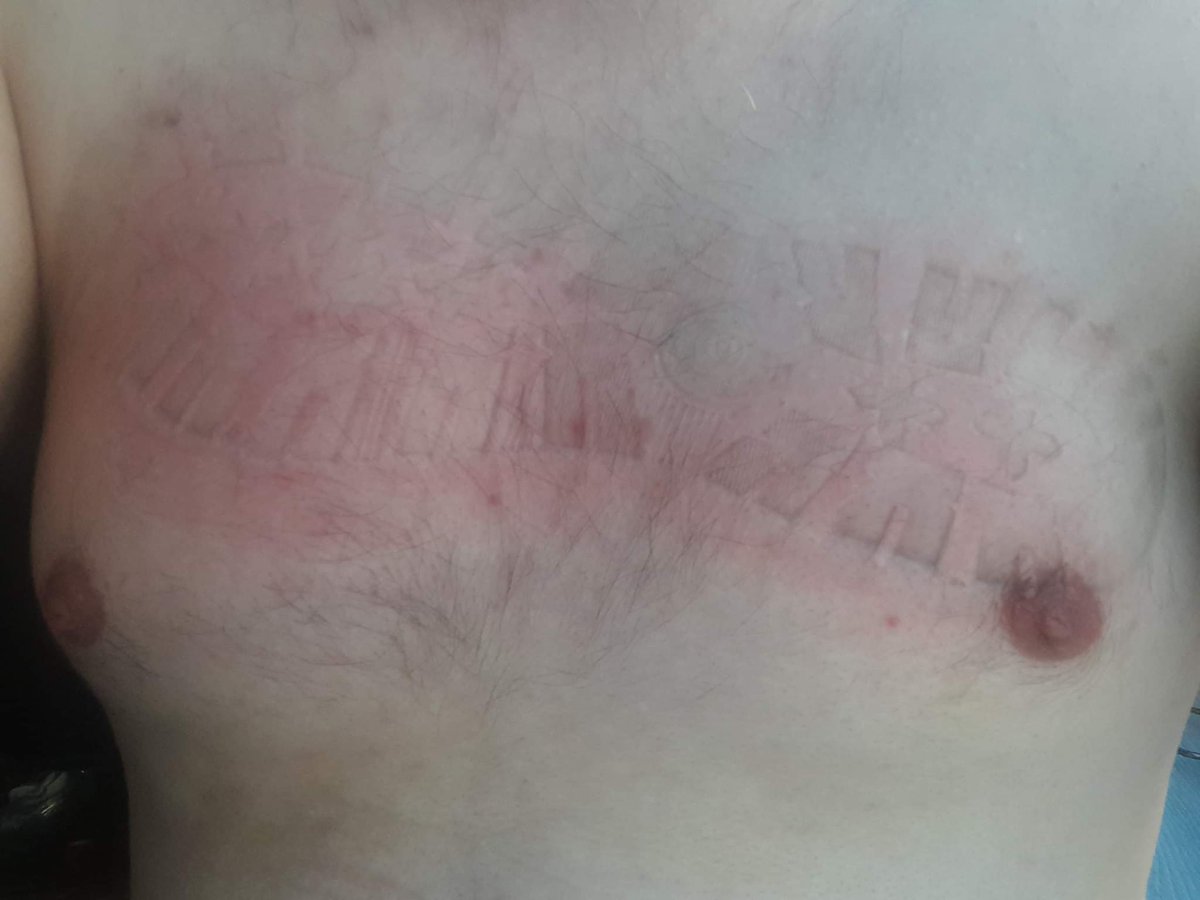 SubSlave333's tweet image. My master stomp me hard. He love trample me. He leave bootprints on my chest!  #fag #submissive #slave