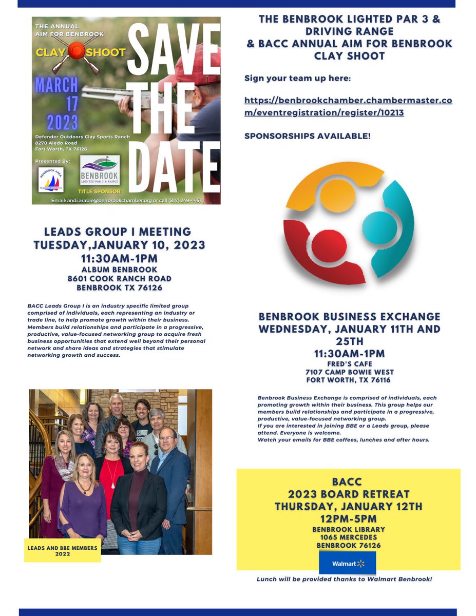 GoBenbrookBACC's tweet photo. Hello, TWITTER!
Please check out the Chamber Connection attached below, our NEW weekly newsletter with current BACC events.
Also, CONGRATS to our #baccmilestonemembers and
#baccnewmembers
Be sure to follow us for all the latest happenings! https://t.co/NK5FihrA2o
