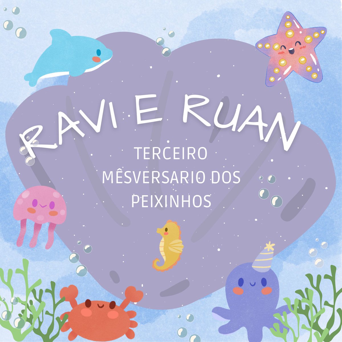 BWalback's tweet image. 🐚 MÊSVERSARIO DOS PEIXINHOS 🐙

O fundo do mar está em festa! Nossos peixinhos estão comemorando seu terceiro mês de muita bagunça e gargalhadas. 

#MesversariodosPeixinhos
#3MesesdeAlegria