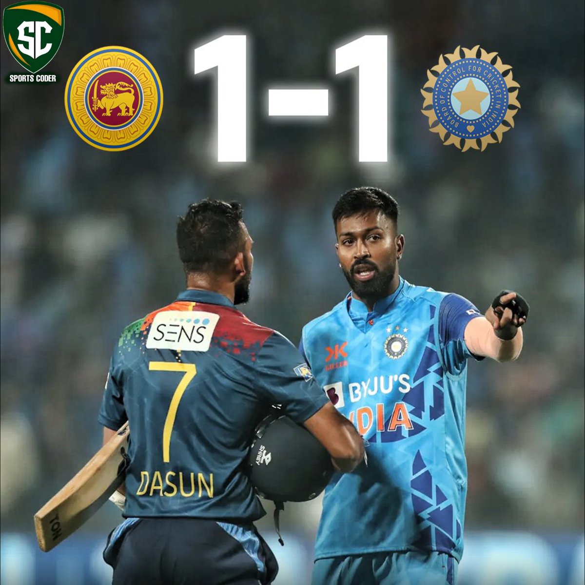 thesportscoder's tweet photo. Asian champions are back with a bang to square the series. 

#SportsCoder #INDvsSL Arshdeep Singh Umran Malik Shaun Tait #IndianCricketTeam #AsiaCup2023 Dasun Shanaka #AUSvSA #PAKvNZ Abrar https://t.co/G3feSrHfat