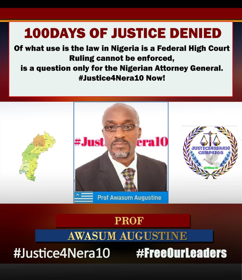 ScewTaks's tweet image. The unconstitutional arrest &amp;amp; detention in underground prisons of the Nera10 without a warrant of arrest is a gross violation against human rights.
We demand Freedom for #Nera10APoCs 
#FreeAllPoliticalPrisoners 
#FreeAugustineAwsaum
@NigeriaUN @KamalaHarris @dwnews @UN_HRC @hrw