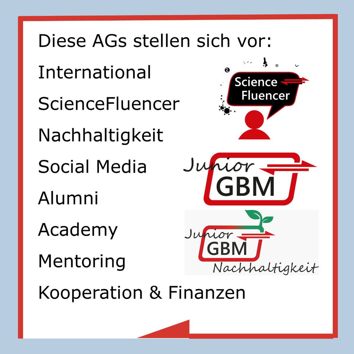 Lernt die Vielfältigkeit der Junior-GBM und die Arbeit unserer bundesweit agierenden AGs kennen! #juniorgbm #jgbm