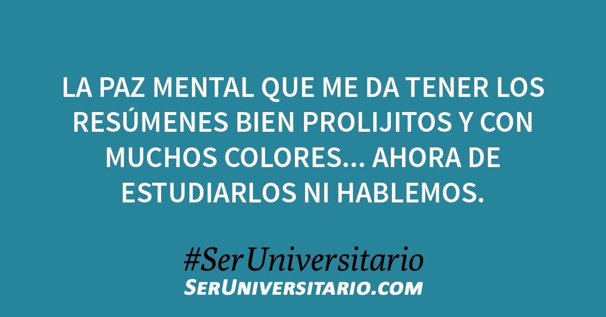SerUniv's tweet photo. "La paz mental que me da tener los resúmenes bien prolijitos y con muchos colores... ahora de estudiarlos ni hablemos". #SerUniversitario https://t.co/ewlK6IMgHd