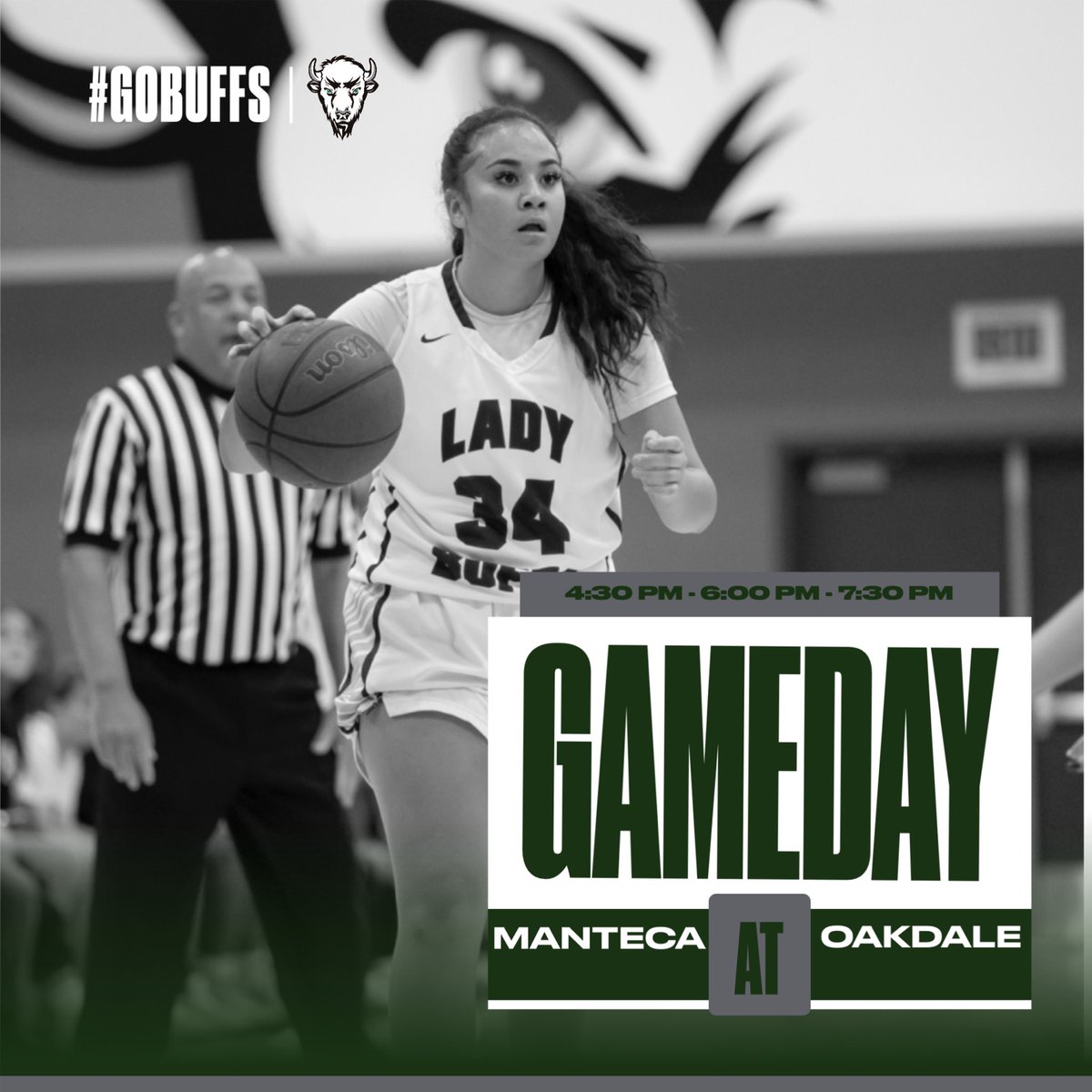 MantecaHighGbb's tweet photo. It all starts today! 🏀

League play begins today as the Manteca High girls basketball travel to Oakdale to take on the mustangs. The battle for the VOL begins! Let’s go ladies! #GoBuffs 🦬 https://t.co/0SGW0XLkon