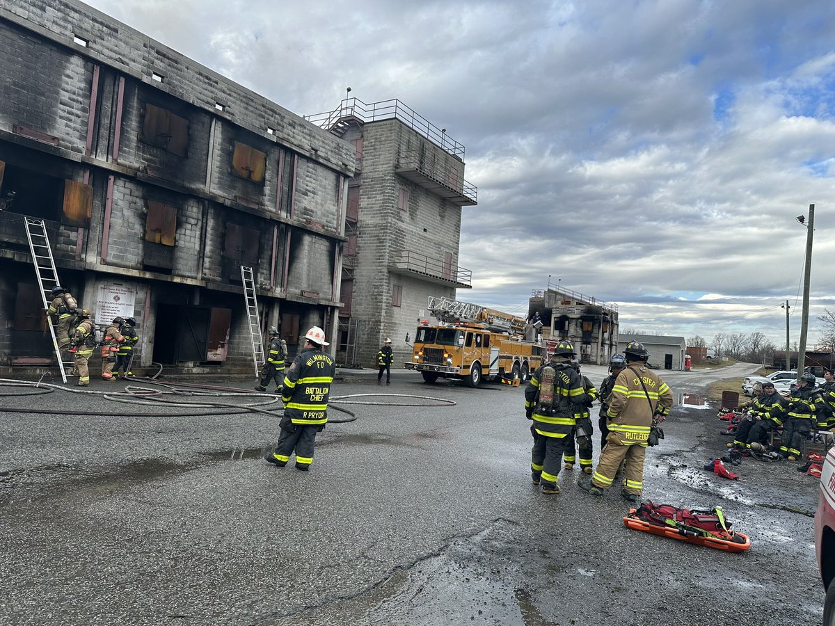 Today, Cadet Class 2022/2023 is conducting their final burn at West Chester Training Center. Not only are these cadets operating with their classmates from Wilmington Fire Department but also with members of the department that they will be working with when they hit the street.