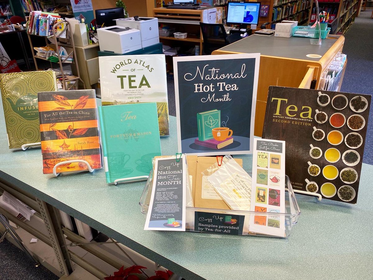 mclsnj's tweet photo. Celebrate #NationalTeaMonth with the Hopewell Branch! Stop in and pick up a #tea sample from Tea-For-All Tea Shoppe, a bookmark filed with information about brewing the perfect cup of tea, and great books about tea! 

#teamonth #tealovers #bookdisplay #njlibraries #mercercountynj https://t.co/NR7Hdg1wUp