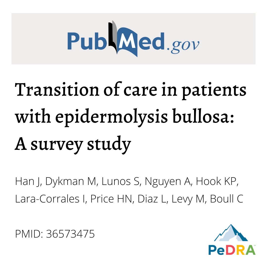 PeDRAResearch's tweet photo. 🎉 Kicking off the New Year highlighting a recent #PeDRA publication: https://t.co/gBcqrGgGLR
#pedraresearch #dermatology #pedsderm #dermresearch #academicdermatology #epidermolysisbullosa #EB #surveystudy #transitionofcare #PediatricDermatology #dermtwitter @debraOfAmerica https://t.co/MUa93kkpOx