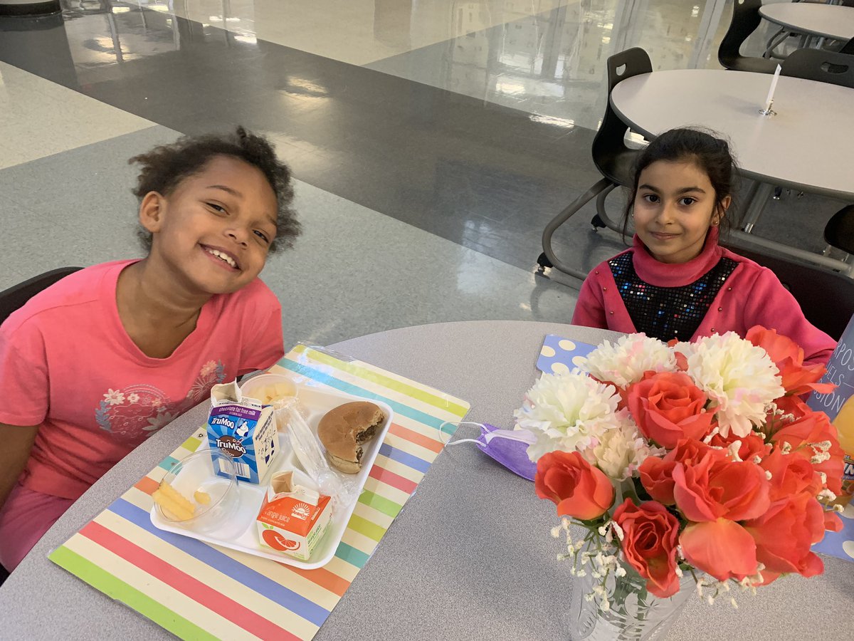 There are so many reasons to love working <a href="/Camey_ES/">Camey Elementary</a> &amp; Ms. Bruce is one of them. She creates a special table with flowers &amp; placemats when students earn sit with a friend at lunch! How special! #OneLISD
