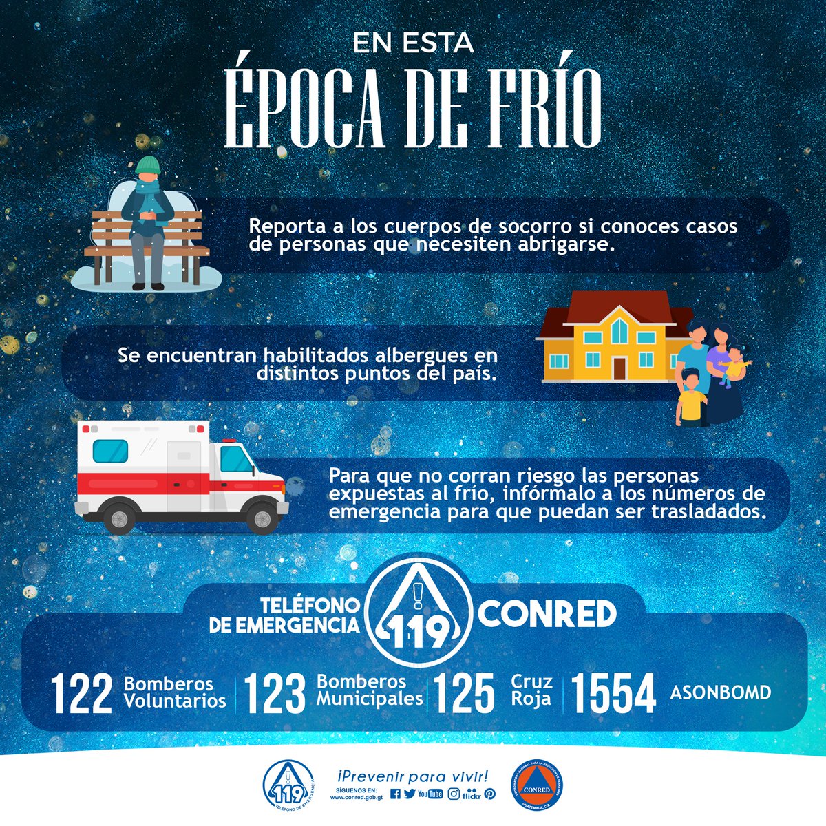 ConredGuatemala's tweet image. #Albergues La coordinación en la atención de las personas que acuden a los albergues por época fría se mantiene con las diferentes Coordinadoras Municipales y Locales para la Reducción de Desastres. Si sabes de una persona que necesite albergue llama a los cuerpos de socorro.