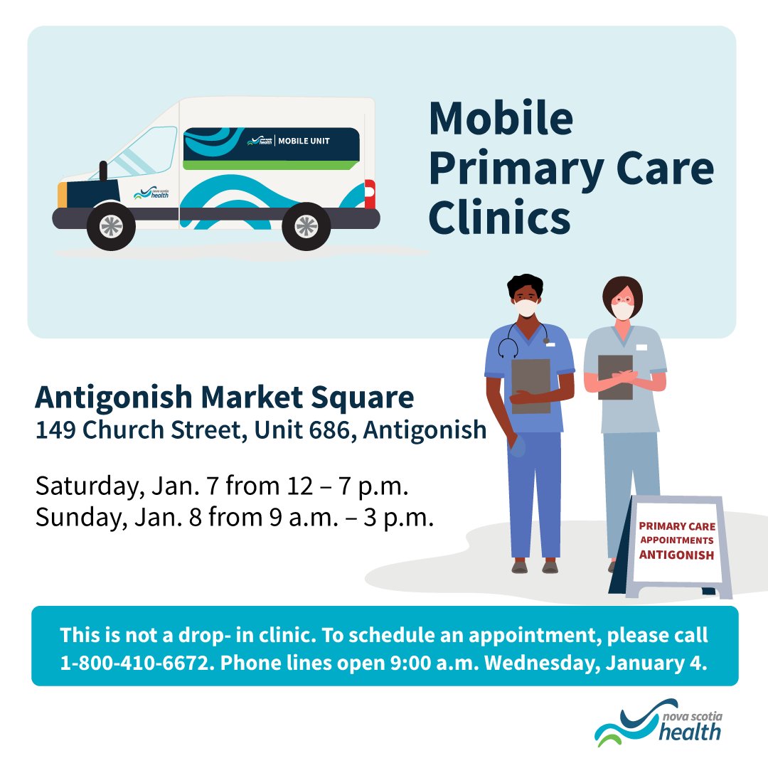 stfxuniversity's tweet photo. The NS Health Mobile Clinic will be in Antigonish this weekend, offering non-emergency medical services to all residents of the Antigonish area. Learn more: https://t.co/5Hii1JBud3 https://t.co/p4p0YF6c1q