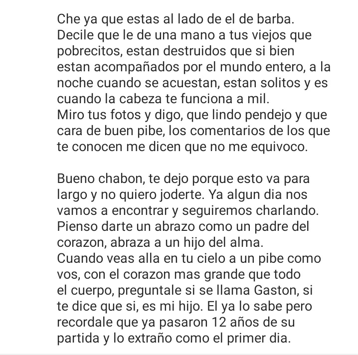 Esta carta la escribió un abuelo de algún lado de la Argentina a Fernando Baez Sosa 
#JusticiaPorFernandoBaezSosa