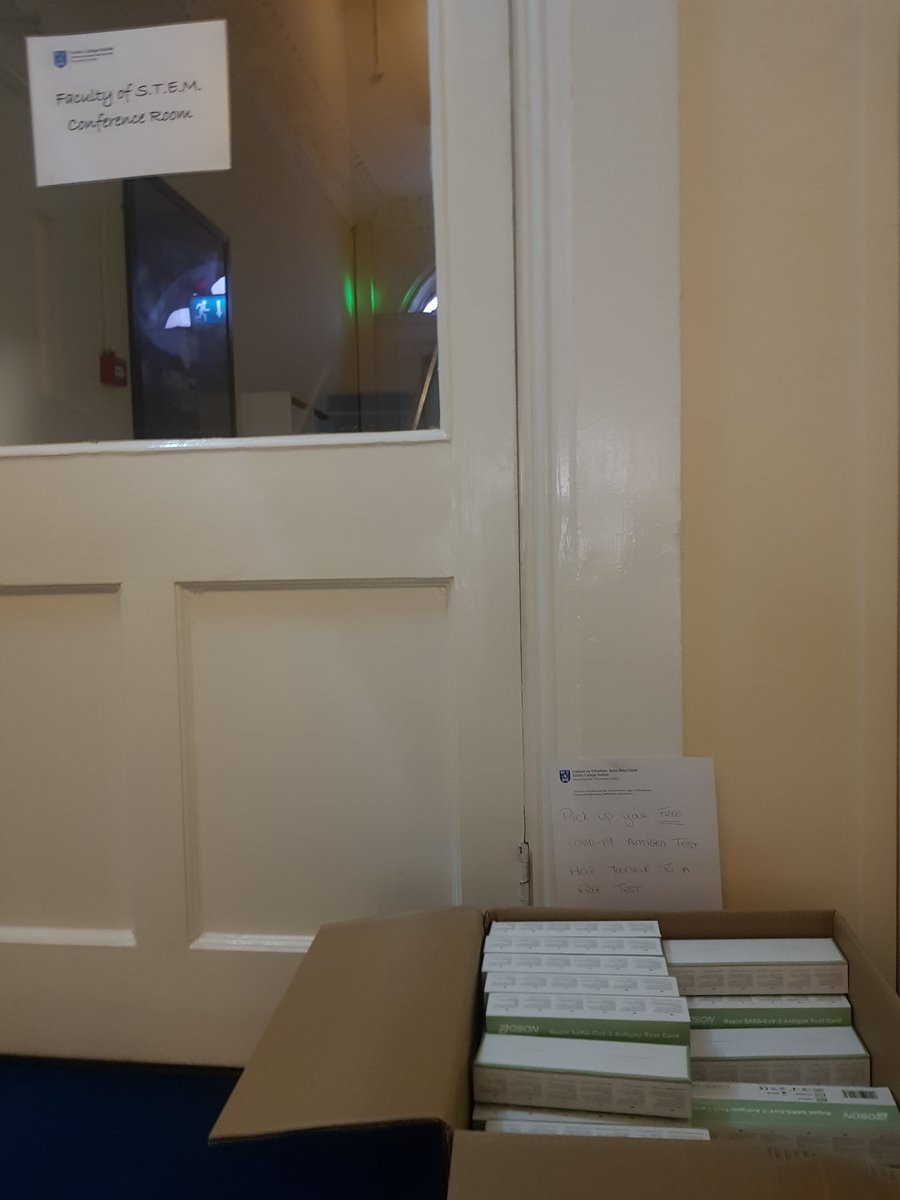 With it being January and Covid numbers being high, I have a left of box of antigen tests outside my office door and another one at the security reception desk in the Hamilton building so Trinity staff and students help yourself to one. They are FREE! #AntigenTests #Covid19