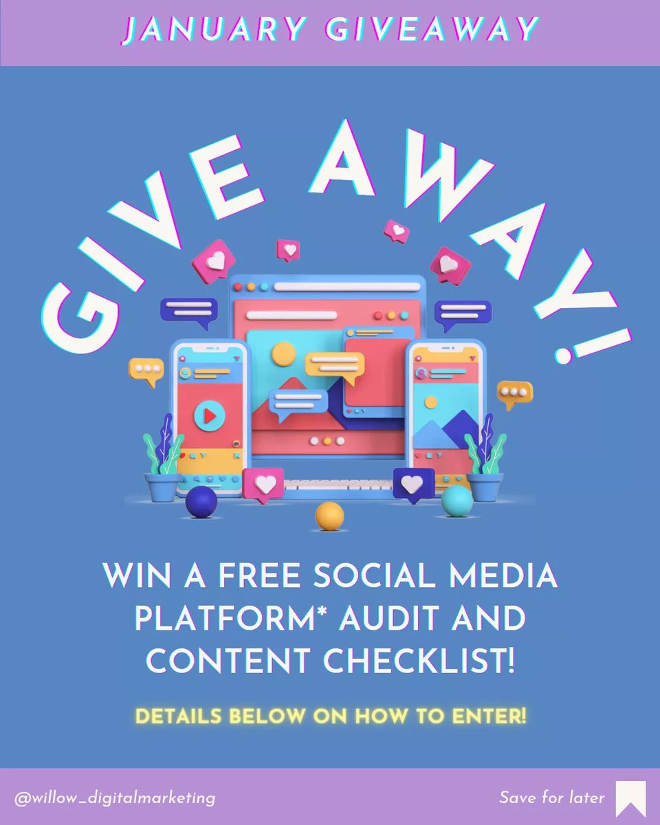 Willowdigital_'s tweet photo. 𝗧𝗢 𝗖𝗘𝗟𝗘𝗕𝗥𝗔𝗧𝗘 𝗧𝗛𝗘 𝗡𝗘𝗪 𝗬𝗘𝗔𝗥 𝗔𝗡𝗗 𝗢𝗨𝗥 𝗦𝗢𝗙𝗧 𝗥𝗘𝗕𝗥𝗔𝗡𝗗, 𝗪𝗜𝗟𝗟𝗢𝗪 𝗔𝗥𝗘 𝗢𝗙𝗙𝗘𝗥𝗜𝗡𝗚 𝗔 𝗙𝗥𝗘𝗘 𝗦𝗢𝗖𝗜𝗔𝗟 𝗠𝗘𝗗𝗜𝗔 𝗣𝗟𝗔𝗧𝗙𝗢𝗥𝗠* 𝗔𝗨𝗗𝗜𝗧 𝗔𝗡𝗗 𝗖𝗢𝗡𝗧𝗘𝗡𝗧 𝗖𝗛𝗘𝗖𝗞𝗟𝗜𝗦𝗧! 

Head to our IG to enter: https://t.co/OIuWA09MLE https://t.co/fREyWWw4qM