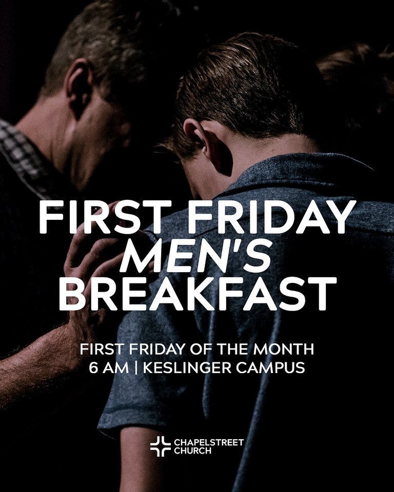 chapelstchurch's tweet photo. Hey guys, the First Friday Men's Breakfast is tomorrow at 6 am! Join us at the Keslinger Campus for fellowship over breakfast.

See you there!

#ChapelstreetChurch #ForWhereYouAre #ChapelstreetMen #FirstFriday #Breakfast https://t.co/oQCPPyJCnt