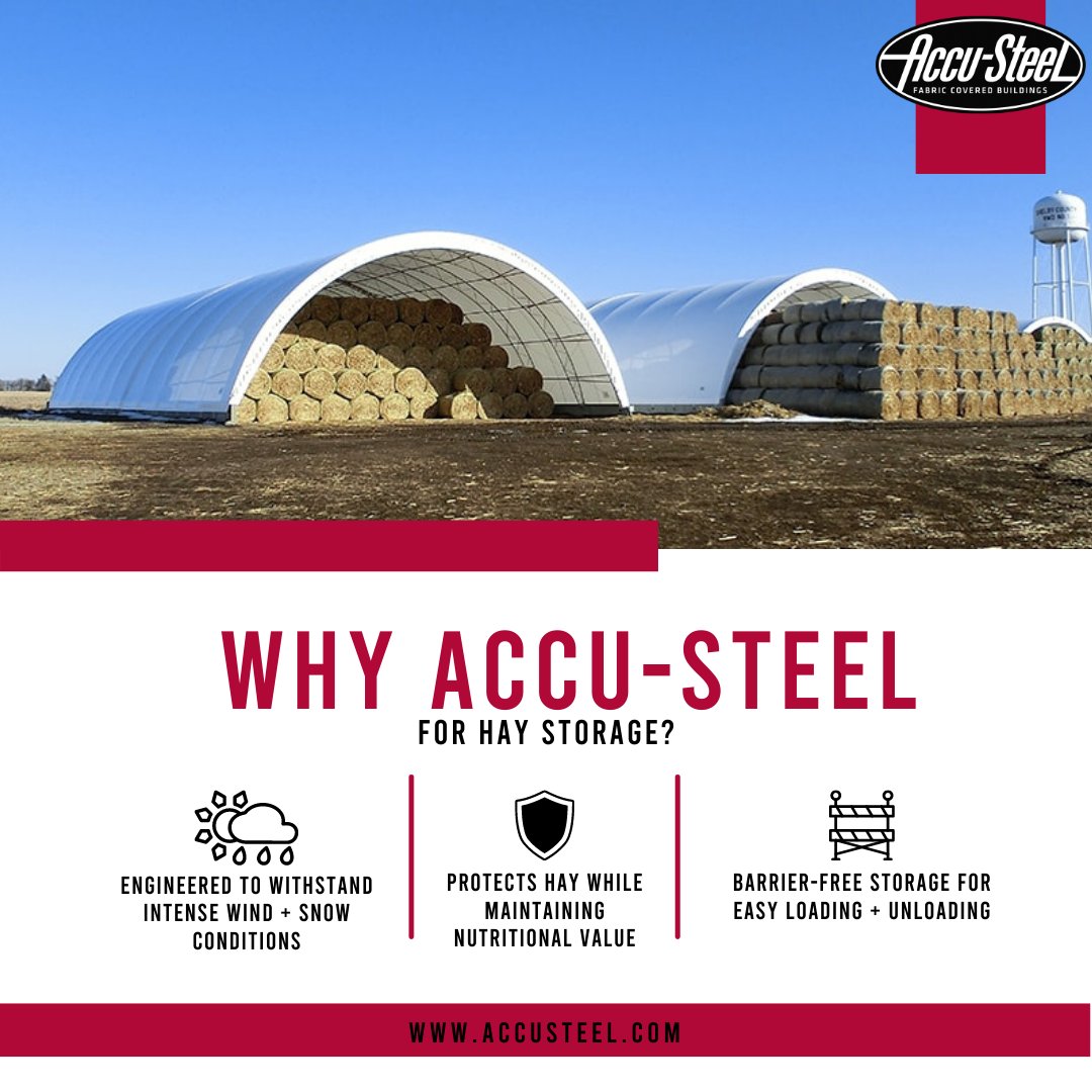 AccuSteel's tweet photo. When it comes to hay storage and feeding operations, Accu-Steel has the perfect building to suit your needs. We place a high value on protecting your commodities to increase your profit and benefit your business. https://t.co/TZOtbR8v2n