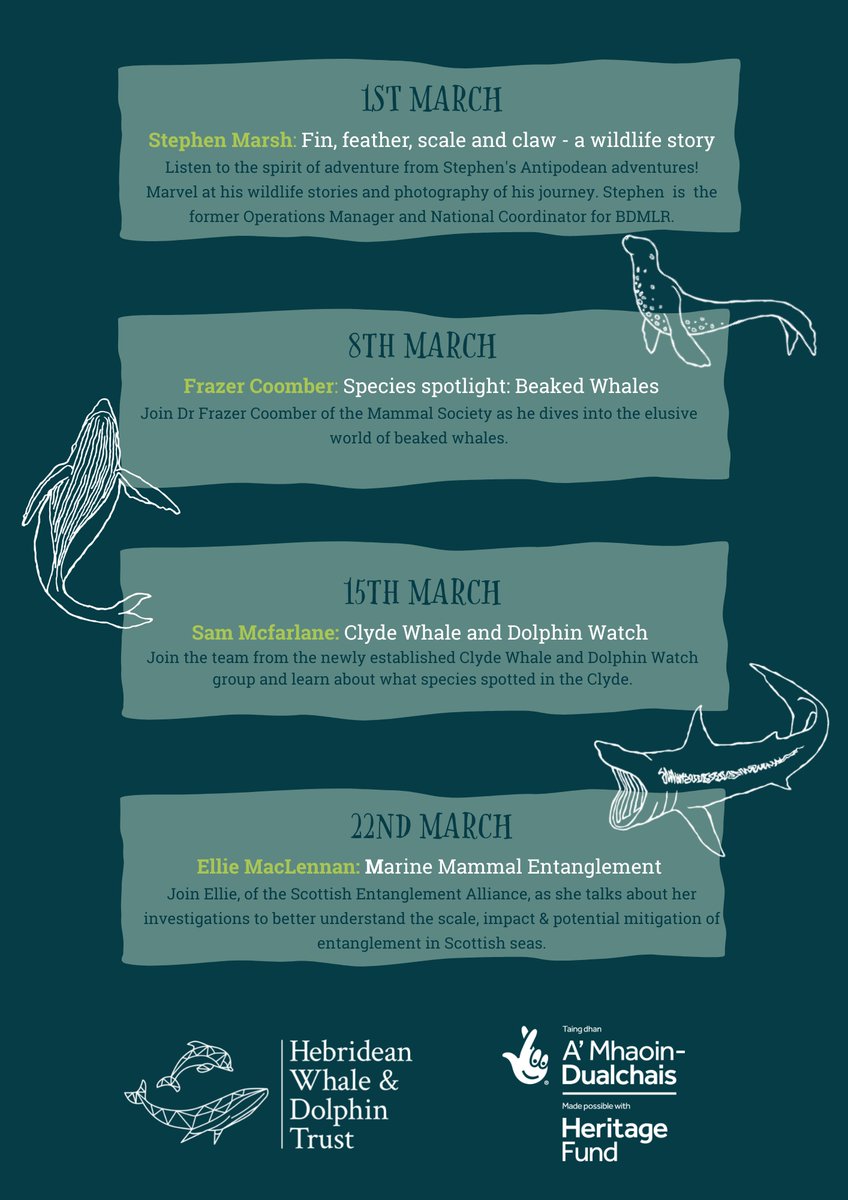 HWDT_org's tweet photo. 🐬 WINTER WEBINAR SERIES 2023 🐋
HWDT invites you to join us every Wednesday at 7pm as we welcome a lineup of fascinating guest speakers sharing their knowledge.
To find out more information &amp; to book your spot through Eventbrite, follow the link below 👇
https://t.co/0NrNkptyfX https://t.co/EFQrn6fV5E