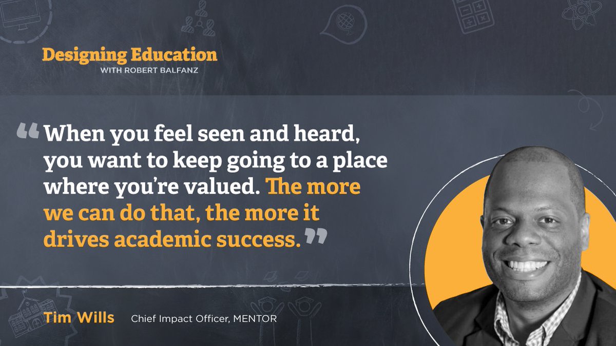 Curious about school-based mentoring, MENTOR’s Relationship-Centered Schools Pilot & our role in @nps_success? Those topics & more in the latest #DesigningEducation episode w/ MENTOR's Tim Wills & @JHU_EGC's @bobbalfanz: bit.ly/3QbnIrO #MentoringMonth #MentoringAmplifies
