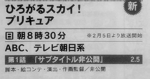 [Hirogaru Sky Precure !]
Premier épisode le 5 février 2023 !
