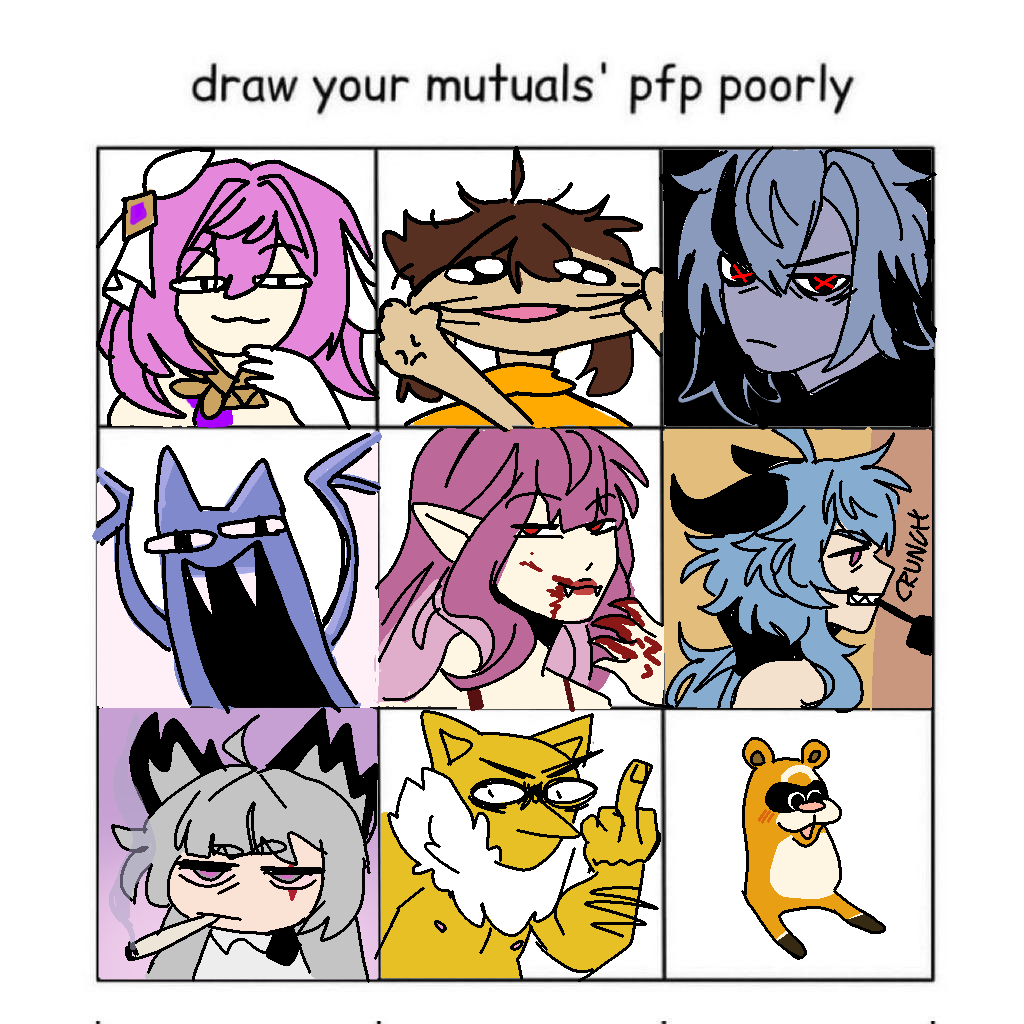 drew these all on my phone with my finger,,, I'll do more later maybe if I missed anyone https://t.co/HE1Hs9faTX 