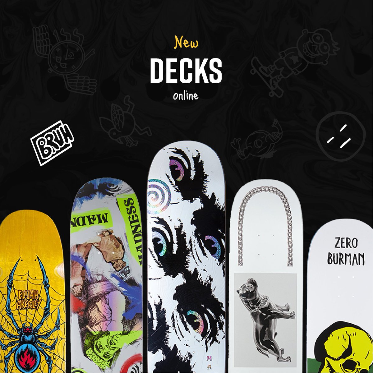 chiefbruh's tweet photo. We cut every price...
.
Comment any brands you would like to see!
.
.
.
#skateshop #bruh #bruhshop #skate #decks #skatedecks #skatedeck #cheapskate #skateboard #skating #madness #girl #5boro #zero #chocolate #DGK https://t.co/KVQvpMtWzq