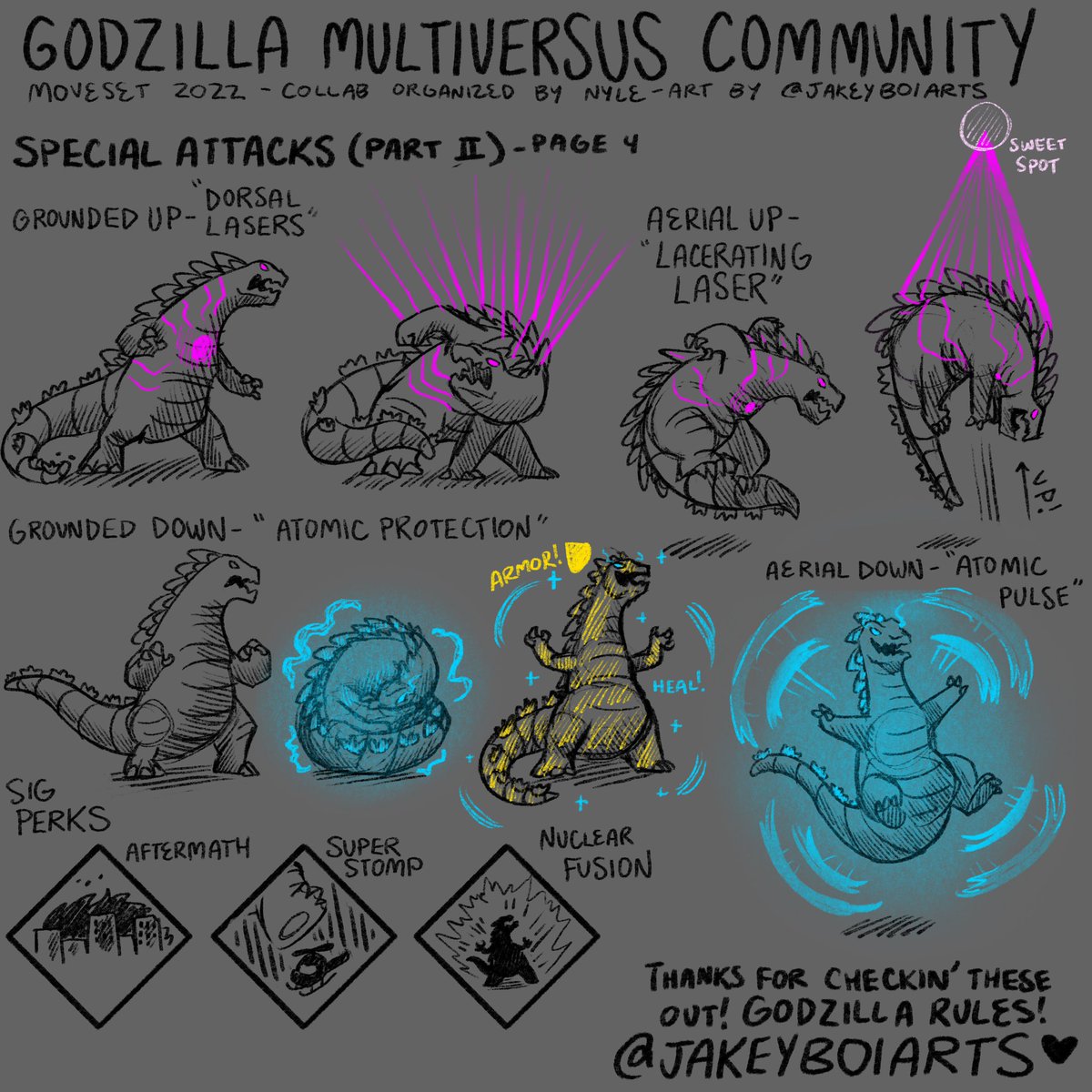 Jakey Boi ✨ (@jakeyboiarts) on Twitter photo Godzilla Moveset Concept Art!
This was designed by the <a href="/multiversus/">MultiVersus</a> community for <a href="/Player1stGames/">Player First Games</a>!
Thank you <a href="/NyleStylez/">NyleStylez</a>, <a href="/GMultiversus/">Godzilla For Multiversus</a> and <a href="/Jdog_4789/">cowdog</a> for organizing this, it was really fun to design this!
#Multiversus Godzilla Moveset Concept Art!
This was designed by the <a href="/multiversus/">MultiVersus</a> community for <a href="/Player1stGames/">Player First Games</a>!
Thank you <a href="/NyleStylez/">NyleStylez</a>, <a href="/GMultiversus/">Godzilla For Multiversus</a> and <a href="/Jdog_4789/">cowdog</a> for organizing this, it was really fun to design this!
#Multiversus