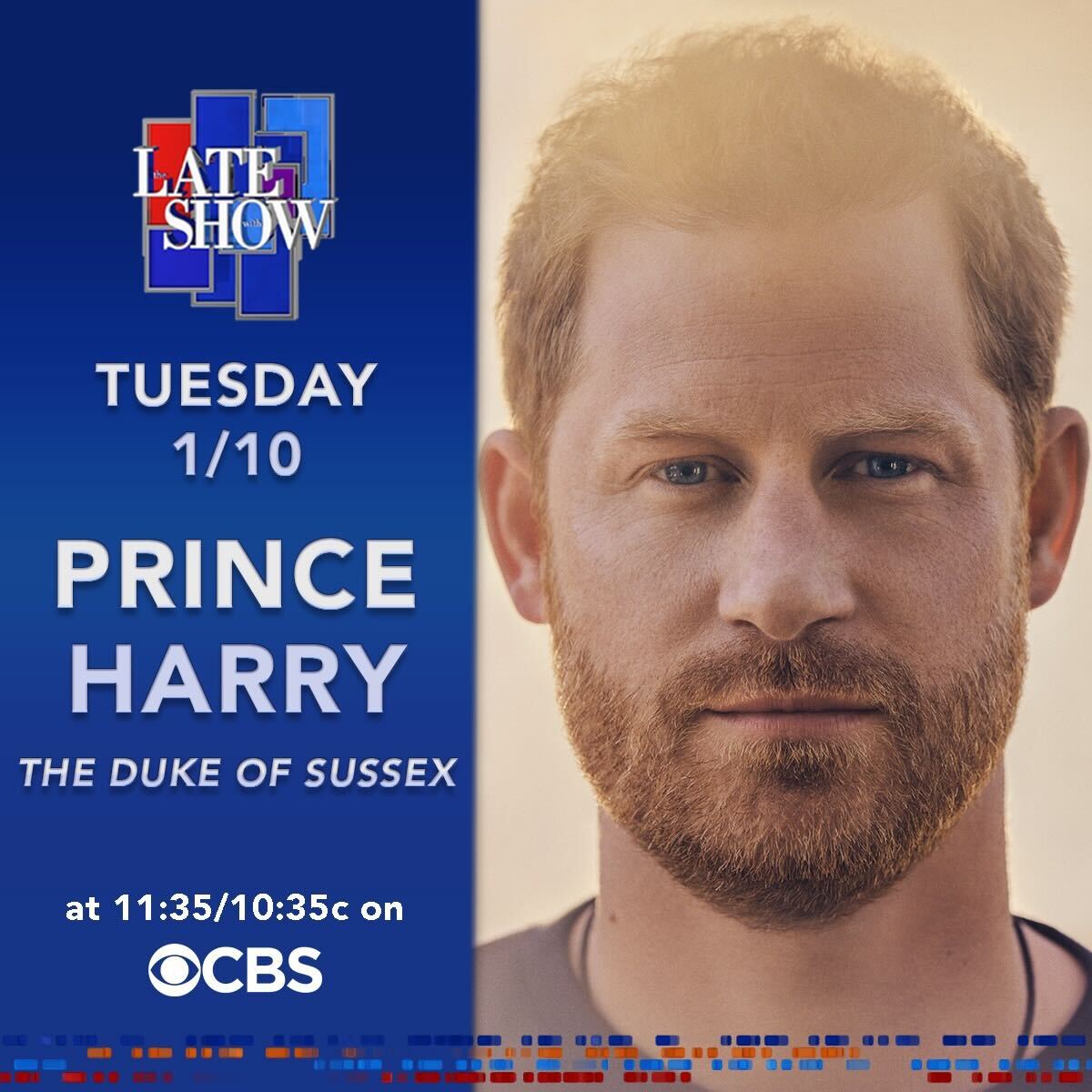 #BREAKING: Prince Harry, The Duke of Sussex, will join @StephenAtHome for an exclusive late night interview on #Colbert to discuss his new memoir, #Spare. Watch only on @CBS & @paramountplus on Tuesday, January 10th at 11:35/10:35c. bit.ly/3Z7OHbX